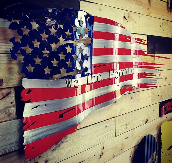 24 In x 14 In American_We The People Battle Flag Steel Sign 24 In x 14 In American_We The People Battle Flag Steel Sign